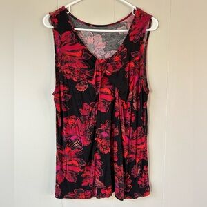 Merona Black and Red Floral Sleeveless Top